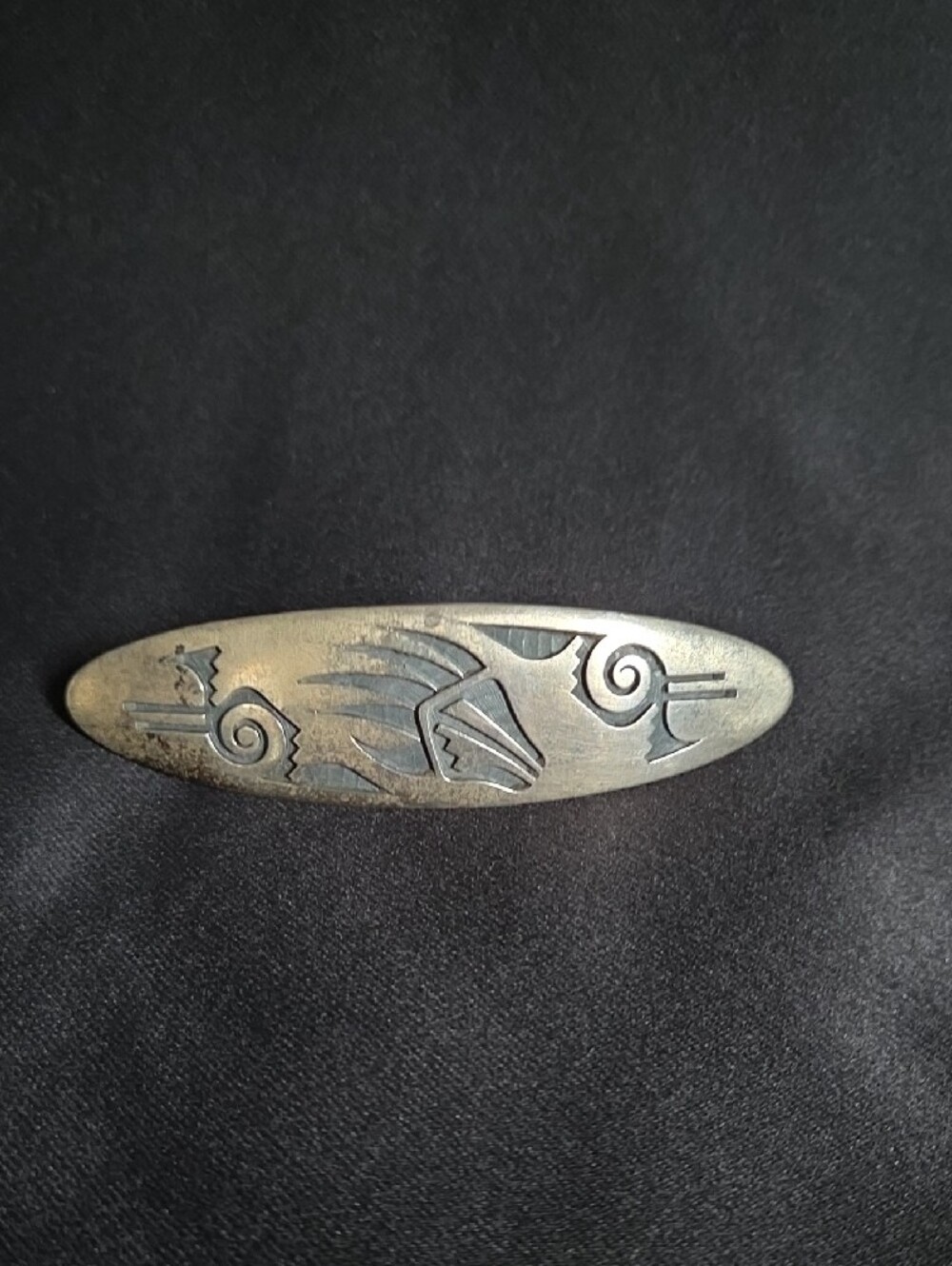 Vintage Sterling Native American Overlay - HOPI style - Barrette - Picture 5 of 5